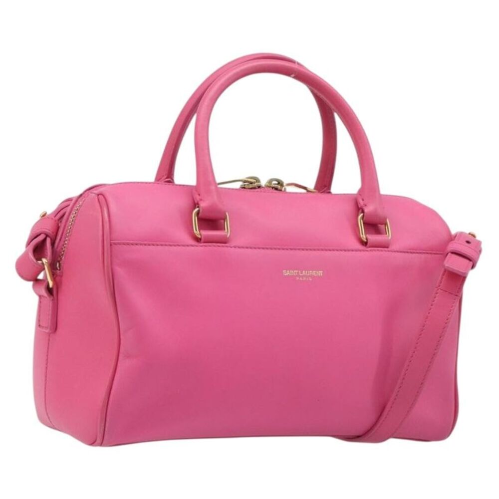 Saint Laurent Classic Duffle Leather Pink Leather Handbag